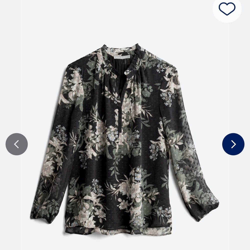Daniel Rainn Black and Gray Floral Blouse